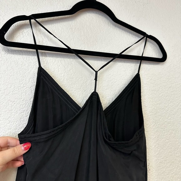 Frame V-Neck T-Strap Midi Slip Dress Black Size Medium - Picture 8 of 14